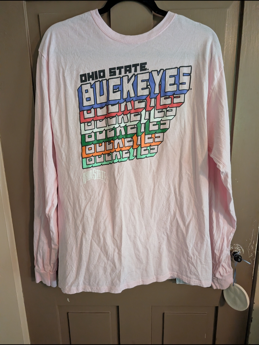 Ohio State Buckeyes Pink Graphic Long Sleeve Tee - Size Large